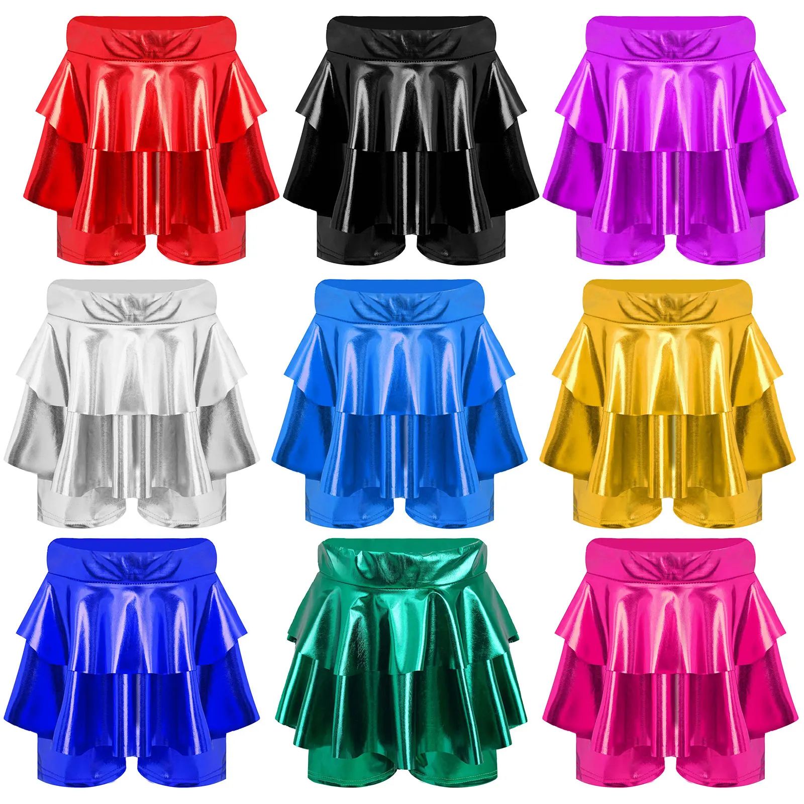 Enfants filles métallique Ballet danse gymnastique Shorts Culotte bas taille haute Fitness entraînement Yoga joie Dancewear vêtements de sport