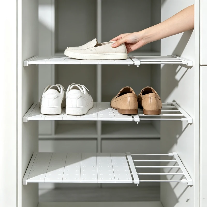Expandable Divider Punch-Free Retractable Storage Layers Board Wardrobe Storage Kitchen Bathroom Shelf Home Dormitory Dividers