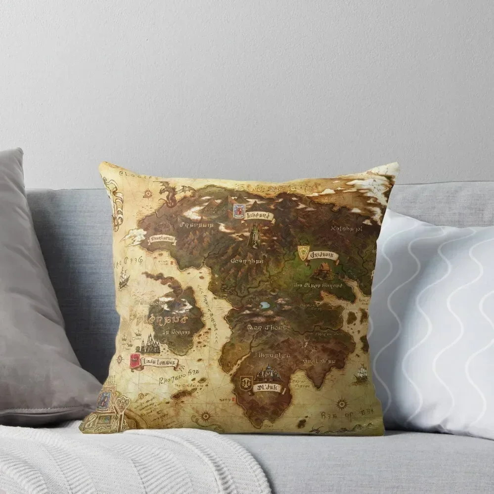 Eorzea FFXIV Map Throw Pillow Pillowcase Pillow Cover Christmas Covers ornamental pillows pillow