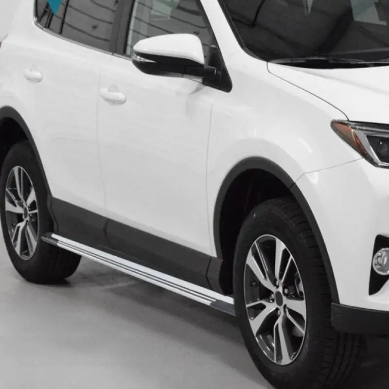 لوحات الجري لسيارة Toyota RAV4 2016 ~ 2018 قضبان Nerf ذات الخطوات الجانبية القابلة للإزالة بسعة 300 رطل، سهلة التركيب، خطوات مضادة للانزلاق