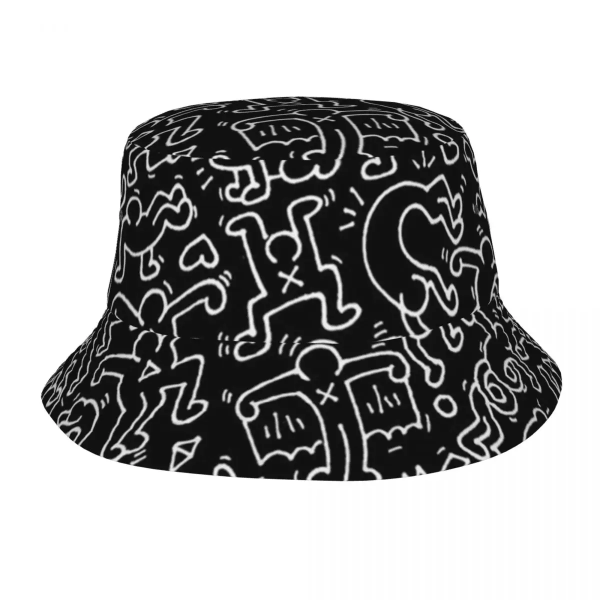 Black Keith Art Bucket Hat Women Men Unisex Fashion Graffiti Colorful Pop Art Summer Fisherman Cap