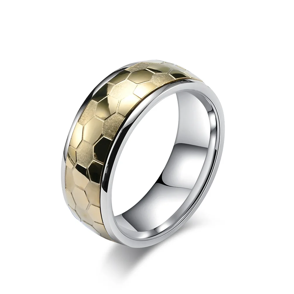 Rotatable Stainless Steel Football Rings for Man Women Unisex Anxiety Relief Ring Fashion Stainless Steel Rings
