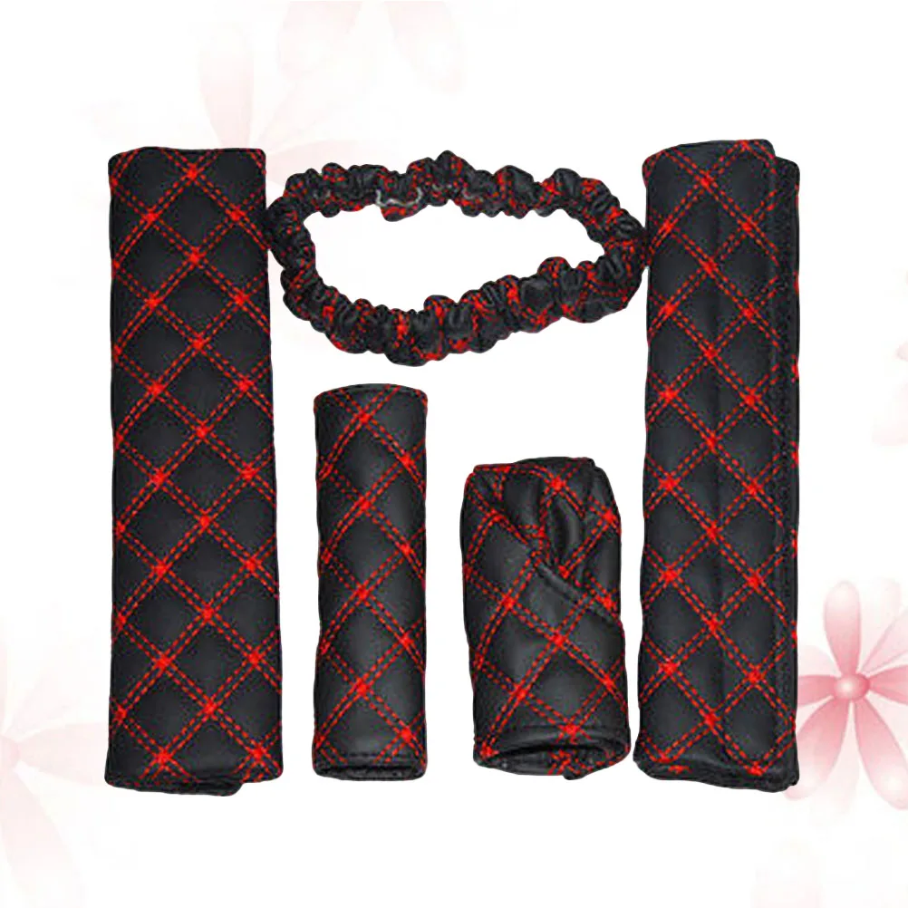 

Cover Set Microfiber Car Interior Covers Gear Lever Sleeve Shoulder Pads Rearview Comfortable