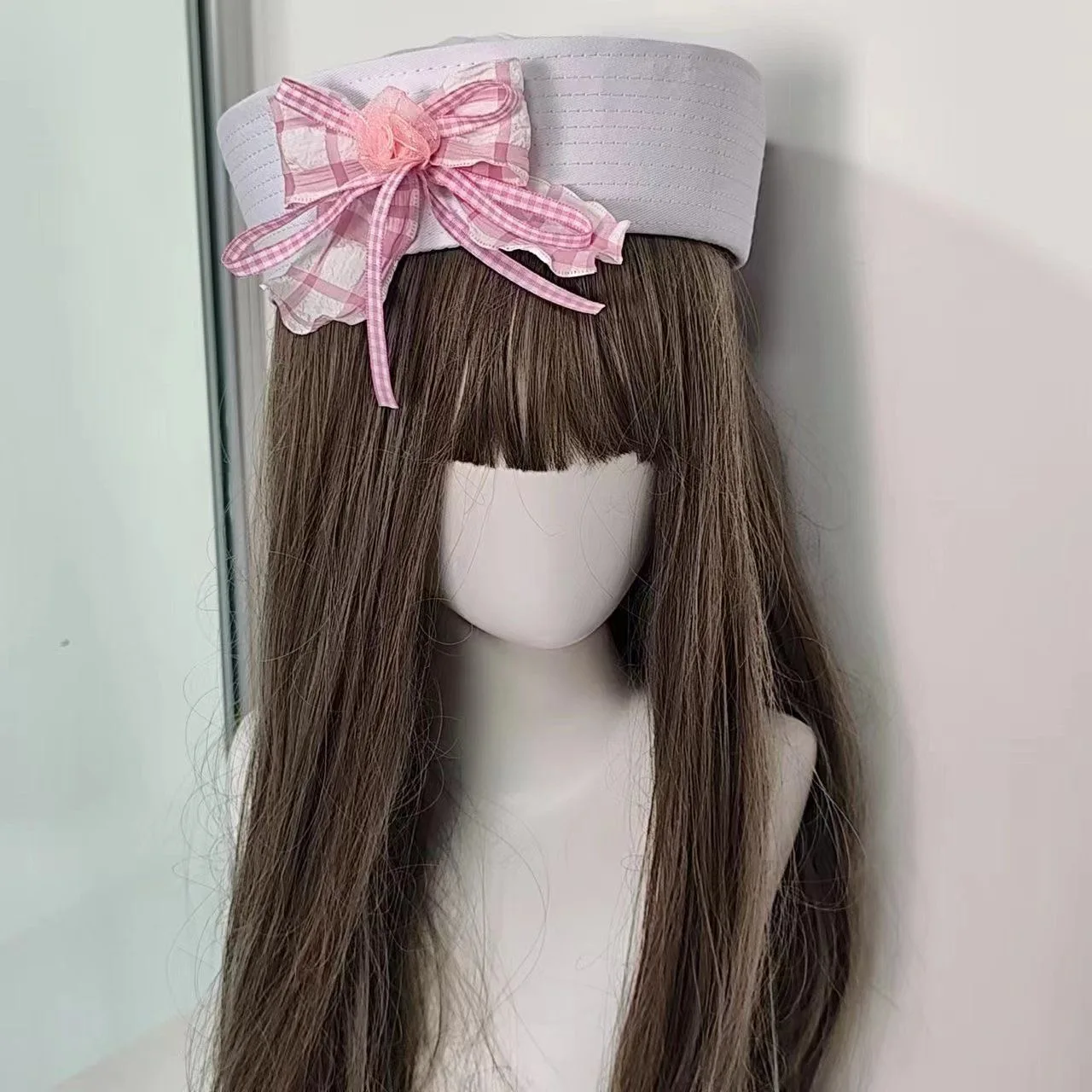Zoete Balletten Stijl Bloem Plaid Boog Baret JK Sailor Cap Harajuku Y2K Vrouwen Caps Lolita Meisje Handgemaakte Decoratieve Hoed
