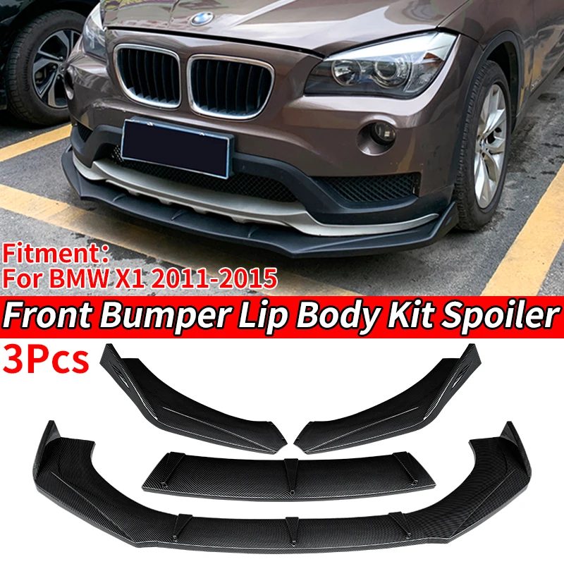 Car Front Bumper Splitter Lip Body Kit Spoiler Diffuser Deflector Accessories Carbon Fiber Look ABS For BMW X1 E84 2011-2015 13