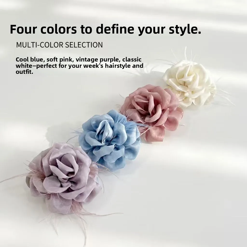 Fashionable Floral Hair Clip Heavy Embellishment Simple Style Ambiance Sensation Hair Accessories for Daily Use