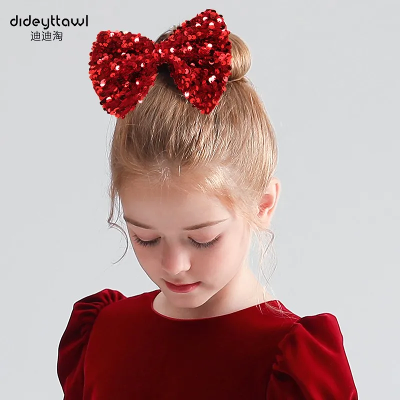 

Dideyttawl Customized Shiny Bow Hair Accessories Kids Crown Sequins Junior Bridesmaid Birthday Headwear