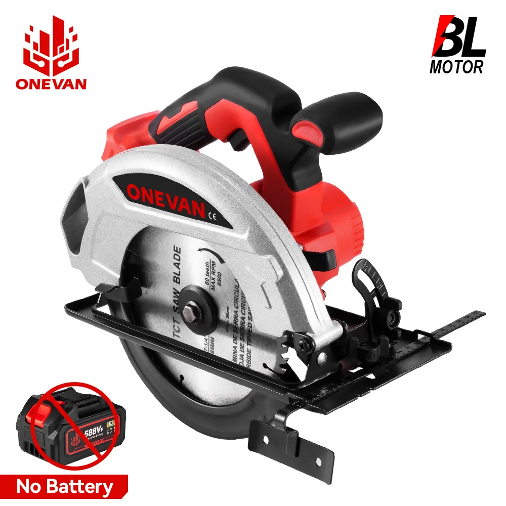 ONEVAN-Sierra Circular eléctrica sin escobillas, 185MM, 7 pulgadas, sierra multifuncional de mano, herramienta eléctrica para carpintería, Pin de batería Makita