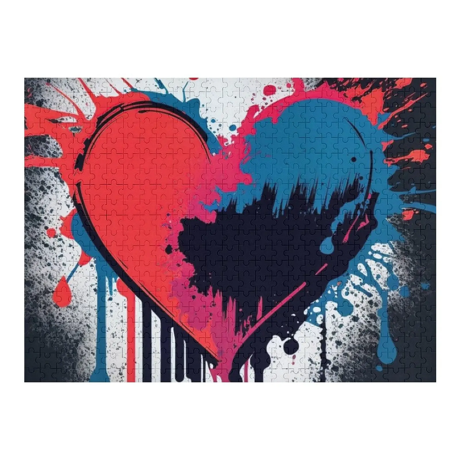 

Graffiti Heart Jigsaw Puzzle Customized Picture Wooden Animal Custom Kids Toy Puzzle