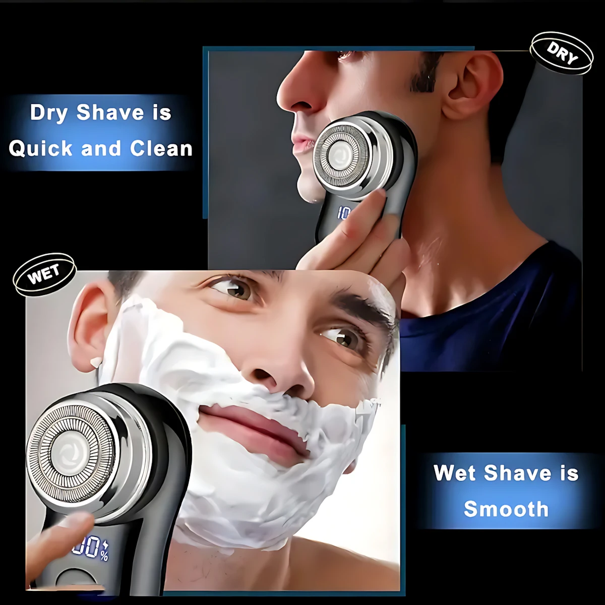 Man Electric Beard Shaver,Stainless Steel Spiral Razor,USB Rechargeable, Net Shaving Function, 1 Level, 1 Razor,Battery Life.