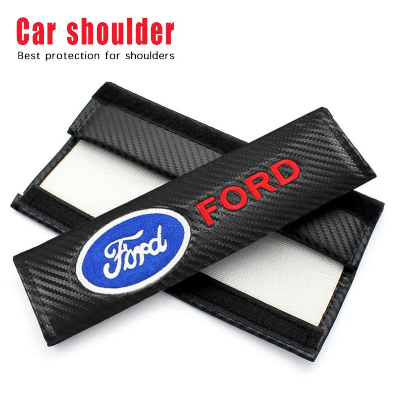 1/2PCS Car Logo Seat Belt Shoulder Pad Leather Protector Pad For Ford Fiesta ST Focus Edition Puma X Mondeo Ecosport Accessories - view 3