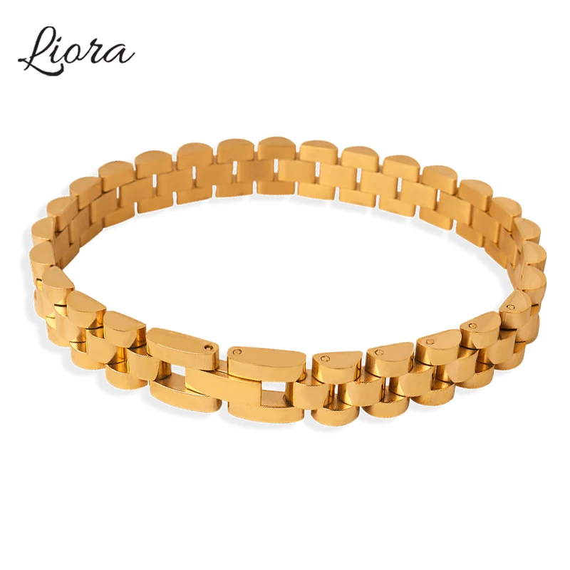 

Liora Stainless Steel Watch Strap Chain Bracelets For Women Hip Hop Foldable Charm Bracelets Trendy Wristband Waterproof Jewelry