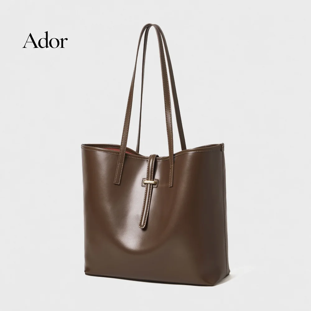Genuine Leather Tote Bag Women Large Capacity Shoulder Bag Luxury Casual Commuter Mother Daughter Handbag