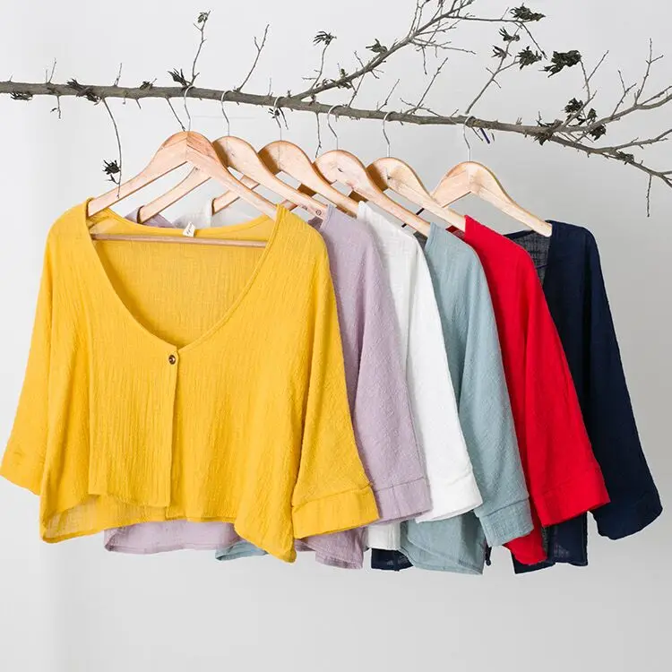 الرجعية اليابانية القطن الكتان الصغيرة awl الفنية تنوعا المرأة واقية من الشمس مكيف الهواء irt ort ملابس خارجية