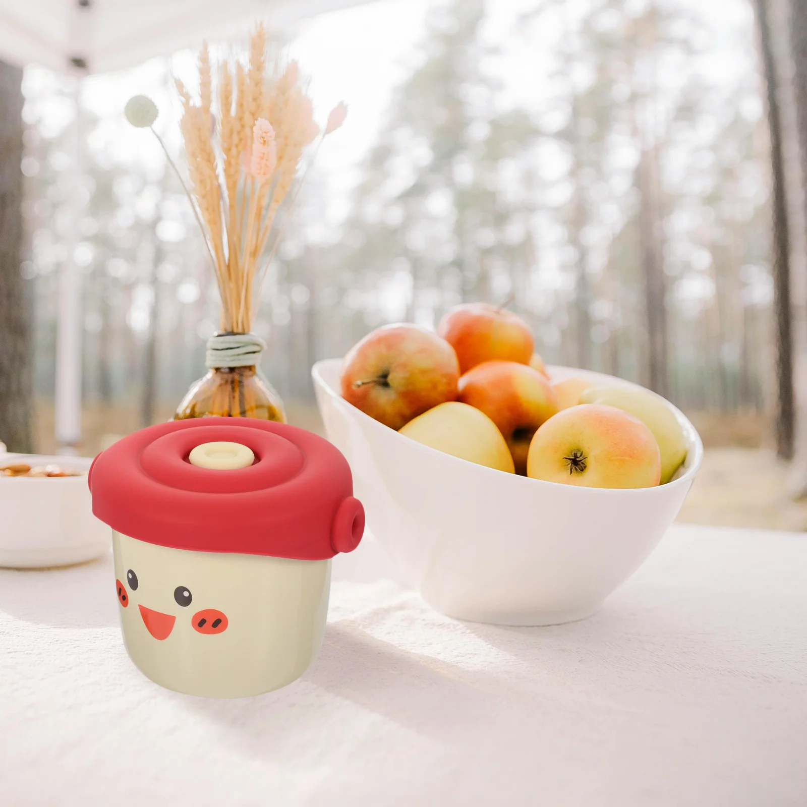 

230ml Baby Food Bowl with Lid Cartoon Ceramic Storage Container for Infant Toddler Steam Egg Rice Soup Green Design