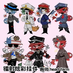 CountryHumans Keychain Man Anime Acrylic Key Chain Women Key Holder Couples Keyring Funny Pendant Zinc Alloy Porte Clef