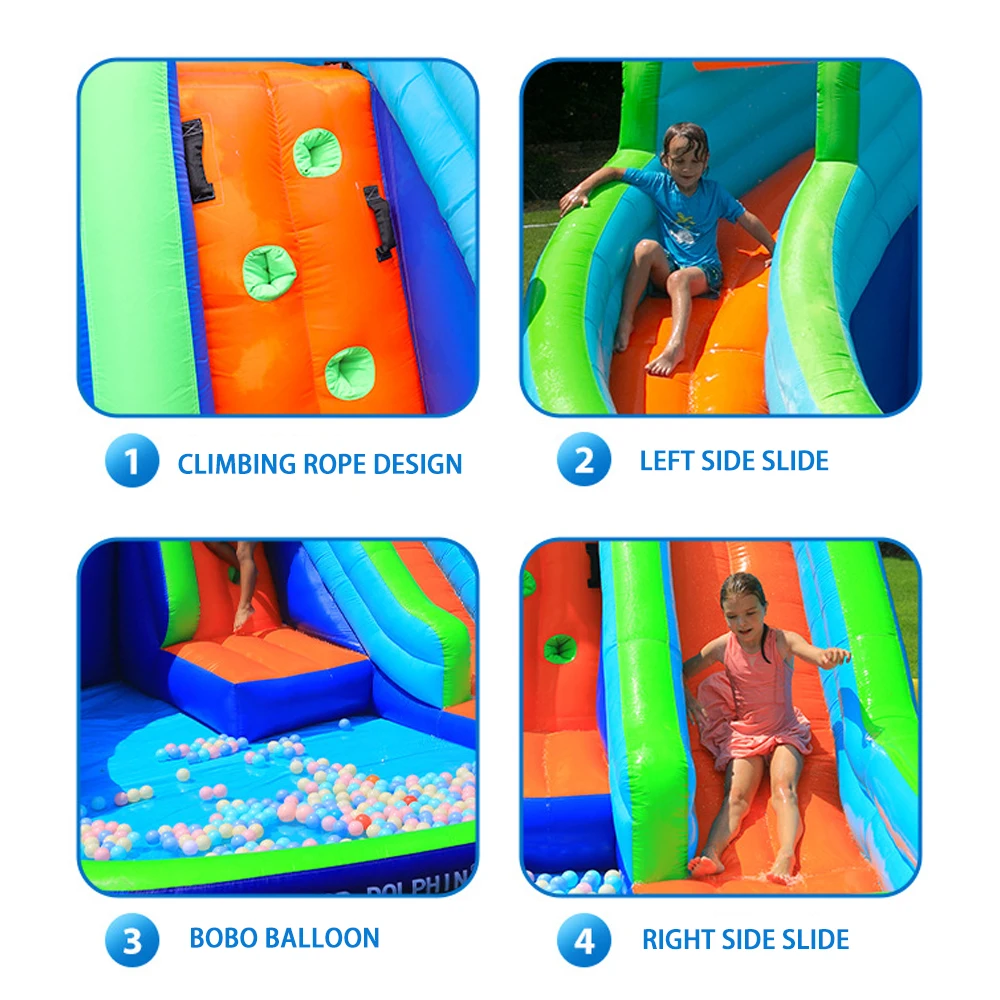 Two slides Inflatable children\'s jump castle jump swimming pool diving bed slides children\'s playground