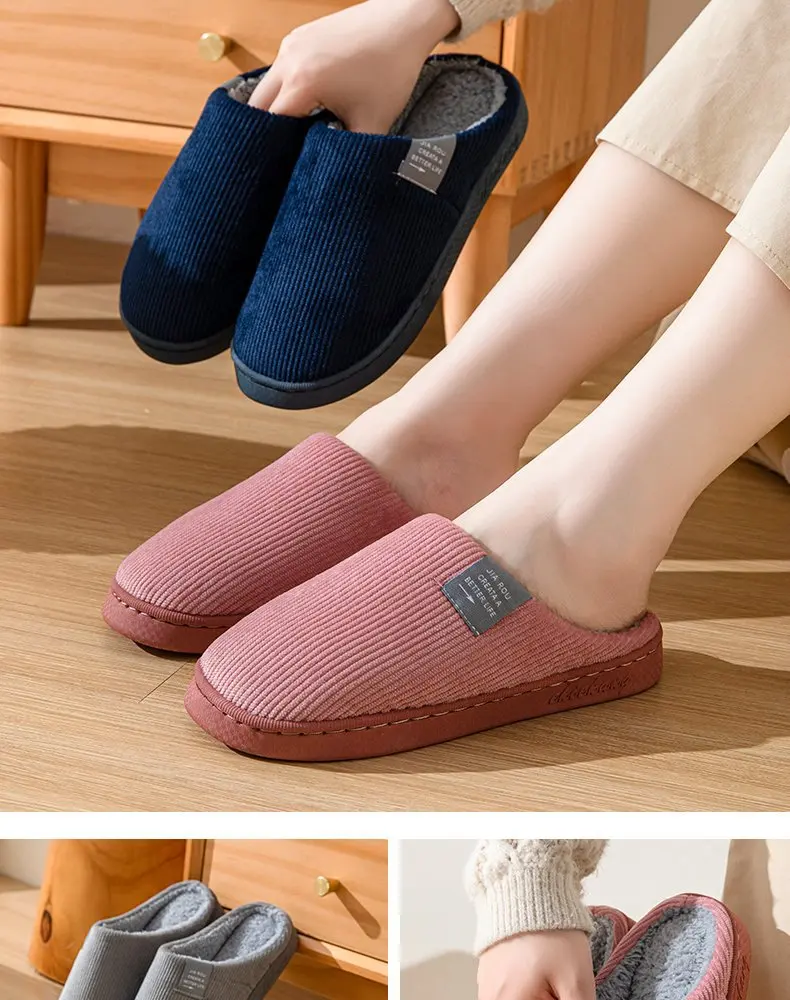 NEUE Damen- und Herren-Hausschuhe, Lässige Dicke Weiche Hausschuhe, Plüsch-Hausschuhe, Rutschfeste Thermo-Hausschuhe, Winter-Flachschuhe für Drinnen – Detail 14