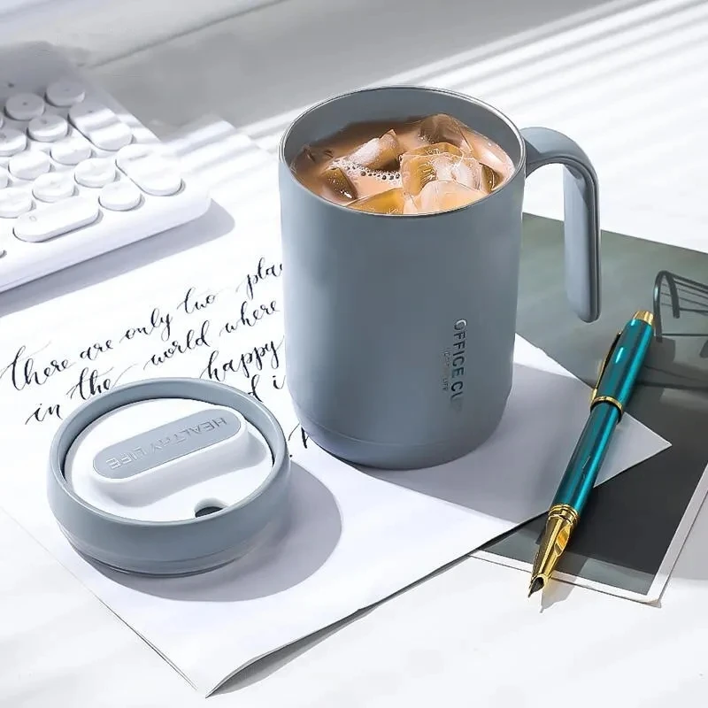 

500ml Grey Creative PP Liner Portable Office Large Capacity Covered Milk Coffee Cup Gift For Travel Domestic Cafe