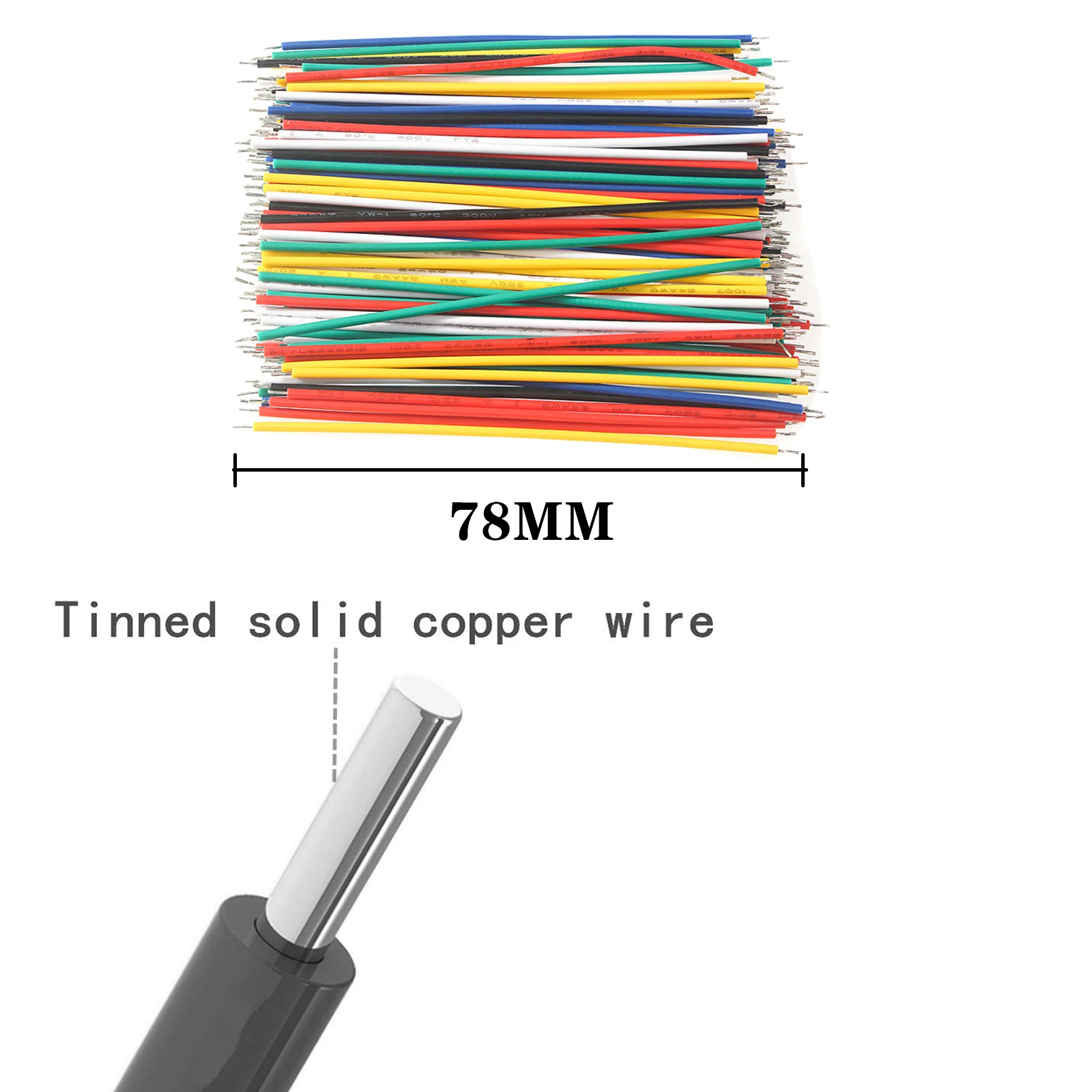 100/120pcs 24 AWG Tinned Copper Electronic Jumper Wire For PCB And Breadboard Cable 78mm 6 Colors