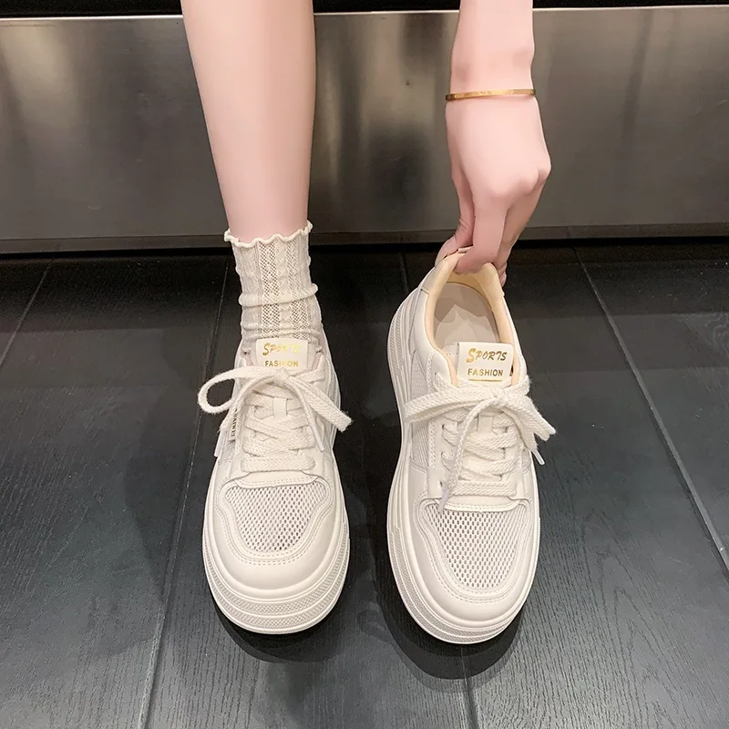 

Thick Solewhite Shoes Women's Breathable Mesh Women's Shoes Summernew Arrivalheight Increasing for Match Sports Shoes