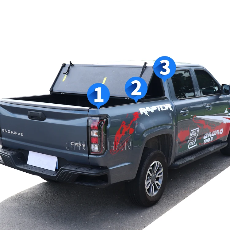 

Factory High Quality Hard Tri Fold Aluminum 4x4 Pickup Truck Bed Cover Tonneau Cover for Hilux Revo Vigo Tacoma Tundra