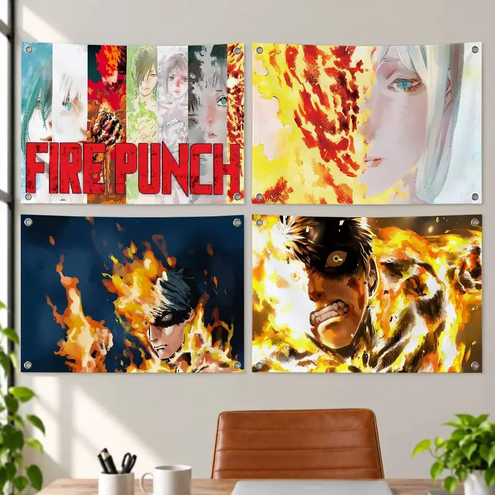 Anime F-Fire Punch Aesthetic Wall Tapestry Flag Printed Wall Hanging Living Room Party Outdoor Decor