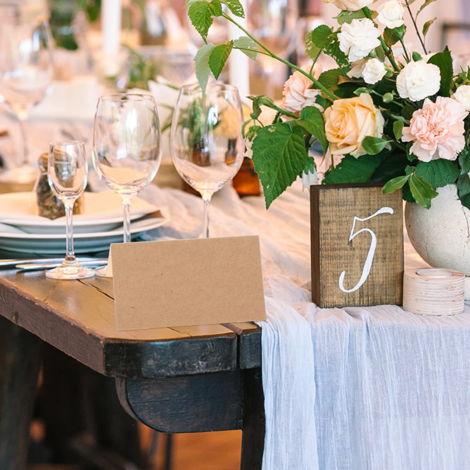 

35 шт., крафт-бумага, настольная карточка с именем, пустая сложенная поздравительная карточка для шведского стола, вечеринки, таблица с номером, этикетка, карта из крафт-бумаги