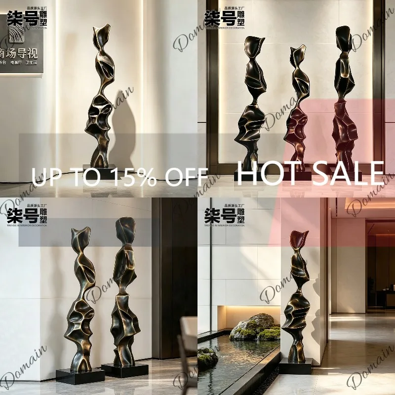 J81 Art Large Floor Standing Vertical Sculpture FRP Hotel Lobby Corridor Wall Niche Decoration