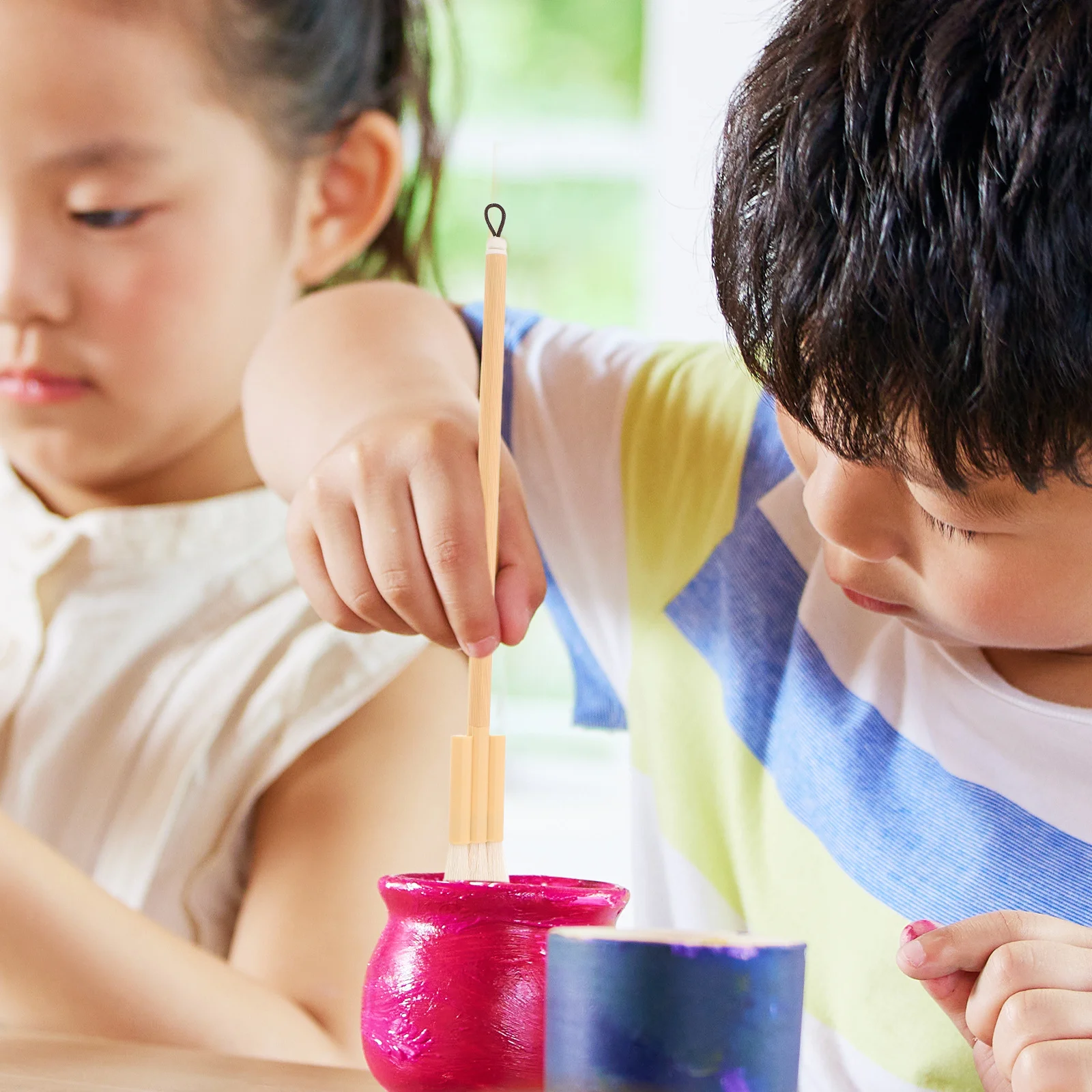 

Flat Watercolor Brushes Set with Goat Hair Bristles Wooden Handle for Large Surface Painting Blending Wash Effects Fine Art