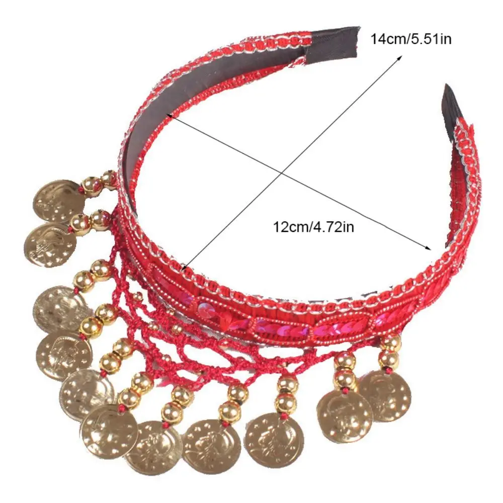 Moda stile etnico testa con paillettes catena accessori per la testa perline danza del ventre fascia per capelli corona boema testa cerchio ragazza