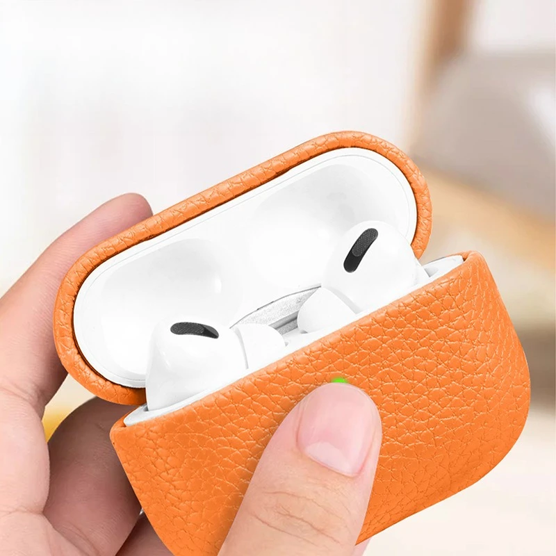 For AirPodsPro3 Protective Case Apple Earphones 1 2 3 4th Generation Lychee Pattern Anti-drop Pro2 All-inclusive Leather Case