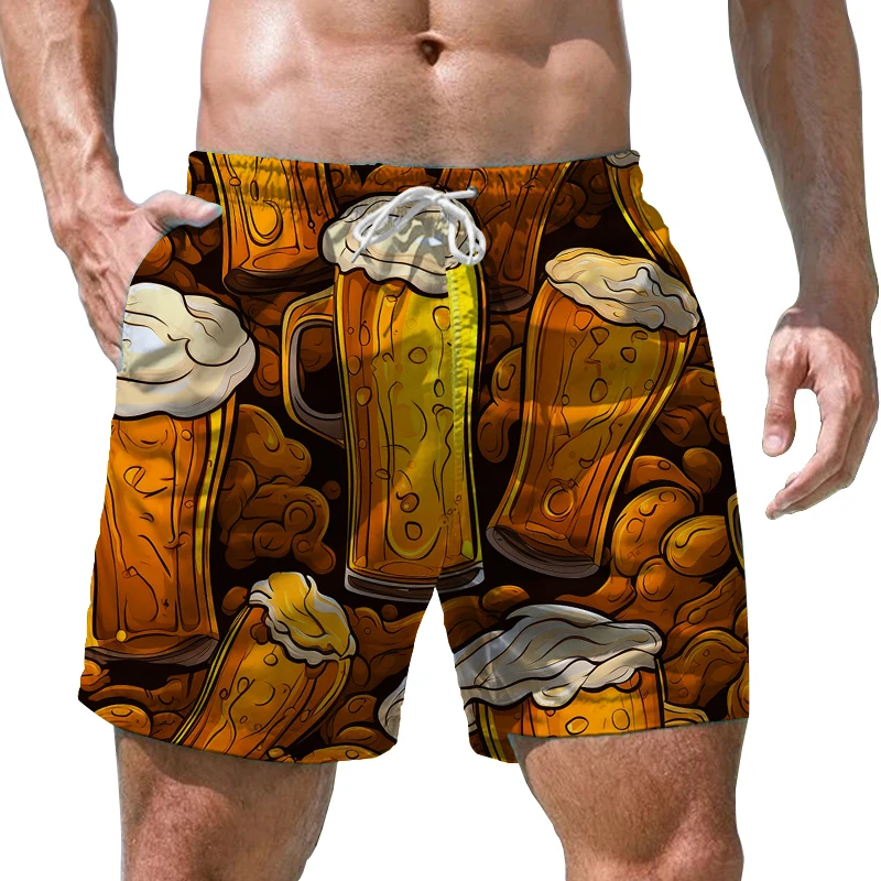 

Street Hip Hop Shorts Beer 3D Printed Shorts Swim Shorts Loose Casual Shorts Summer New Beach Shorts Men's Quick Drying Shorts