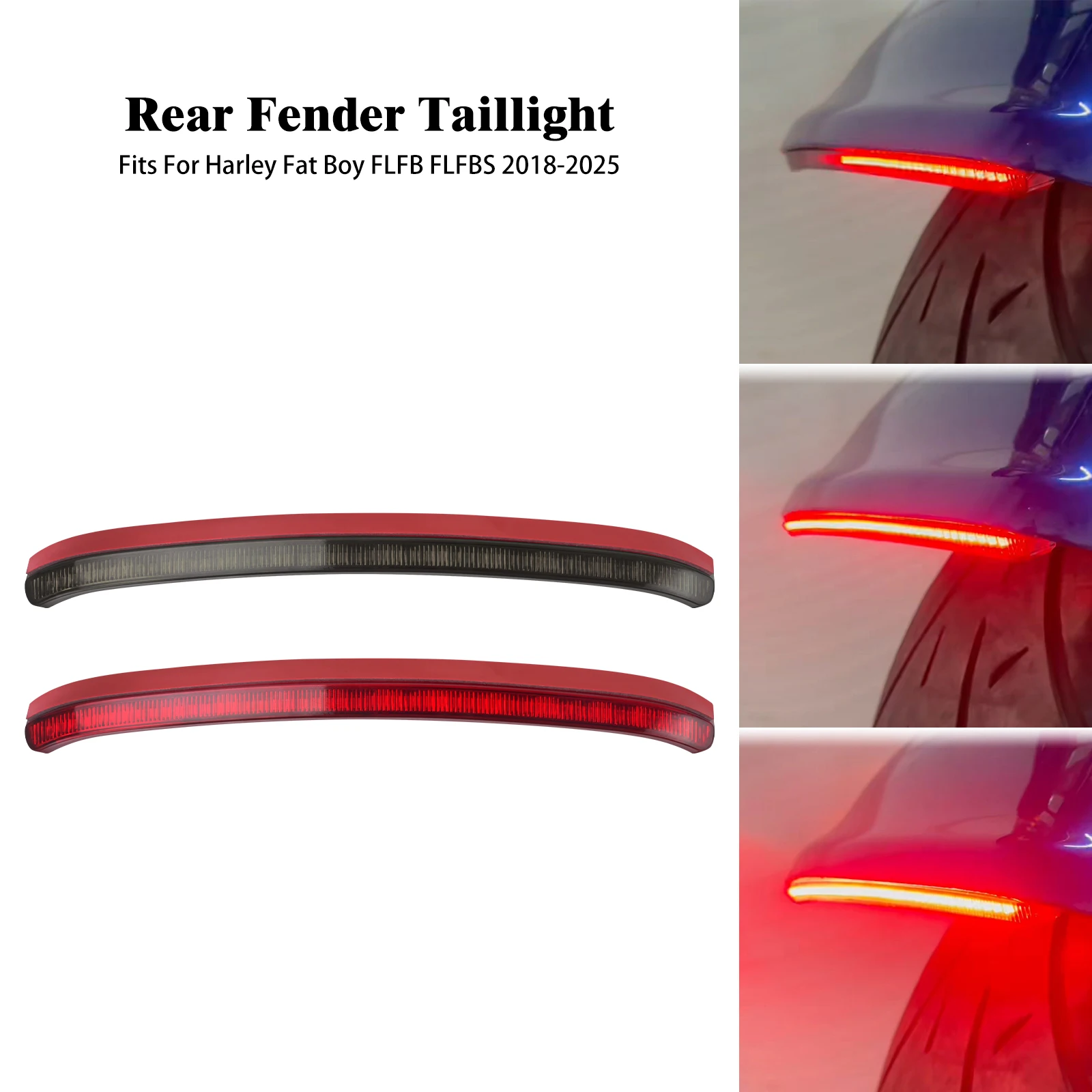 

Motorcycle Rear Fender LED Light Turn Signal Brake Indicator Running Lamp For Harley Softail Fat Boy FLFB FLFBS 18-25 Taillight