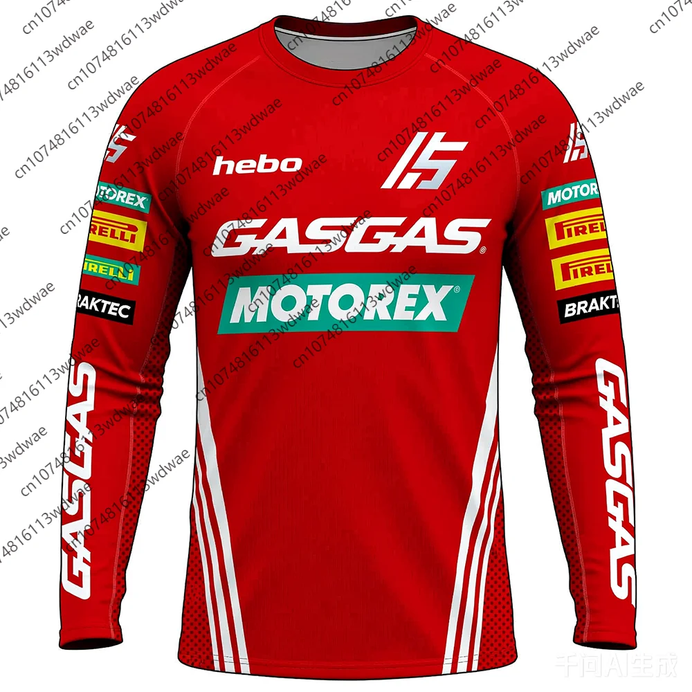 Maillot de motocross GASGAS à rayures, texture en maille, Hebo Motorex, séchage rapide, respirant, haut de gamme pour les passionnés de course tout-terrain