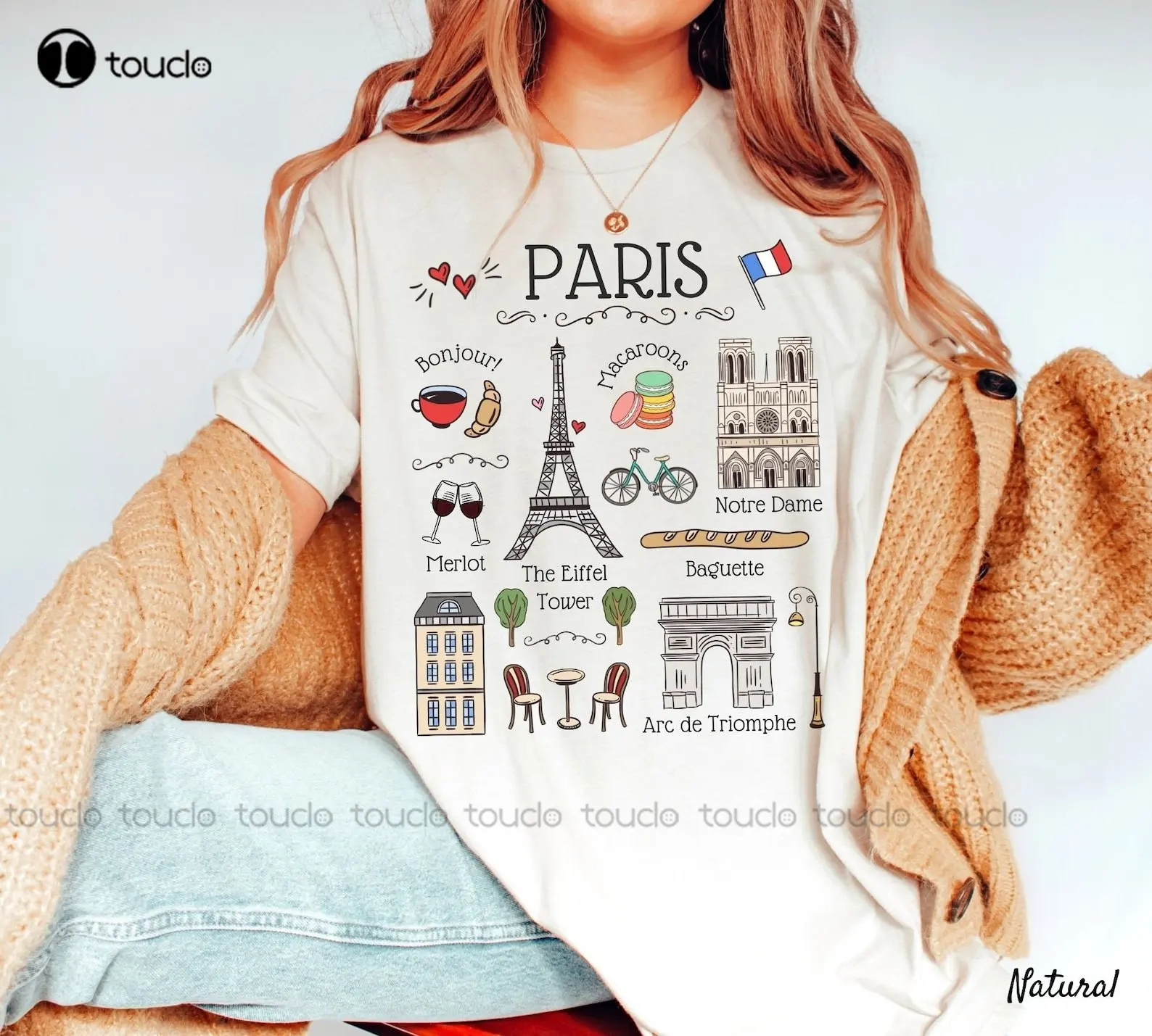 Paris Shirt Paris Landmarks Eiffel Tower Soft And Comfortable T-Shirt Vintage Shirt Custom Gift Xs-5Xl Printed Tee Streetwear