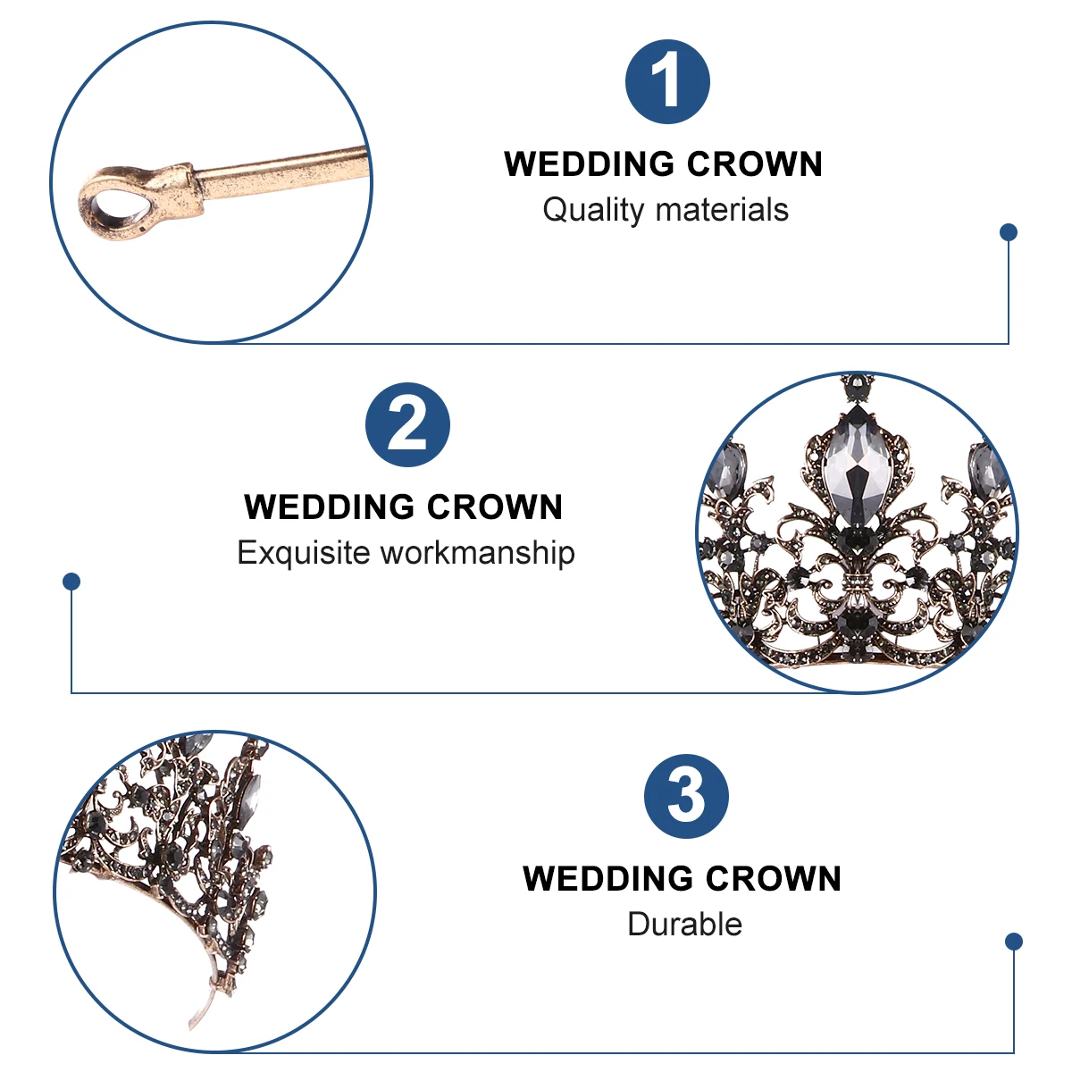 

Wedding Crown Headdress Rhinestones Vintage Bridal Alloy Costume Party Headpiece Elegant Chic Hair Accessories
