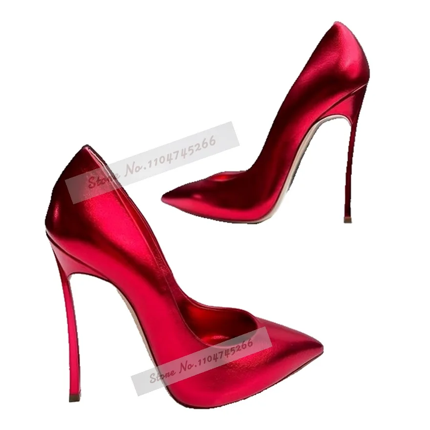 Chaussures habillées à talons à lame métallique rouge mat, escarpins de Banquet peu profonds à bout pointu, chaussures élégantes vert Olive