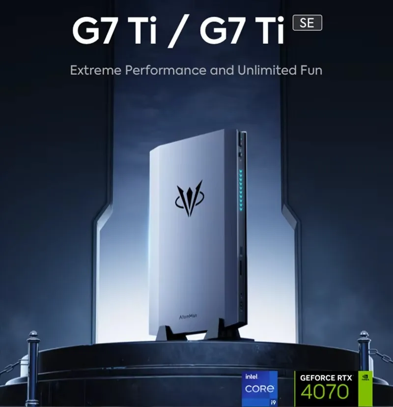 AtomMan 미니 게이밍 PC G7 Ti 인텔 i9 14900HX NVIDIA RTX 4070 8G GDDR6 2xDDR5 USB4, 윈도우 11 데스크탑 컴퓨터 워크스테이션, WiFi7