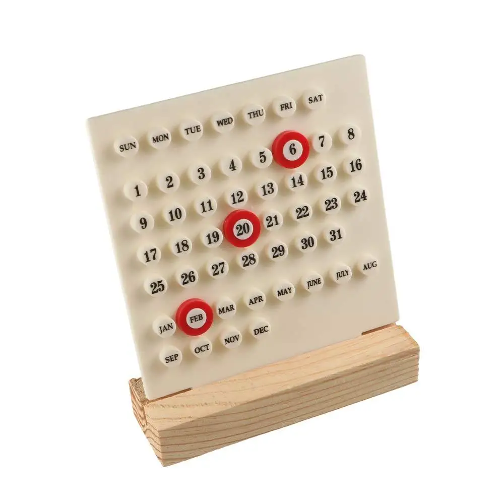 Calendario fai-da-te in acrilico con base in legno Calendario da tavolo in legno fatto a mano di diecimila anni Visualizzazione della data del mese staccabile