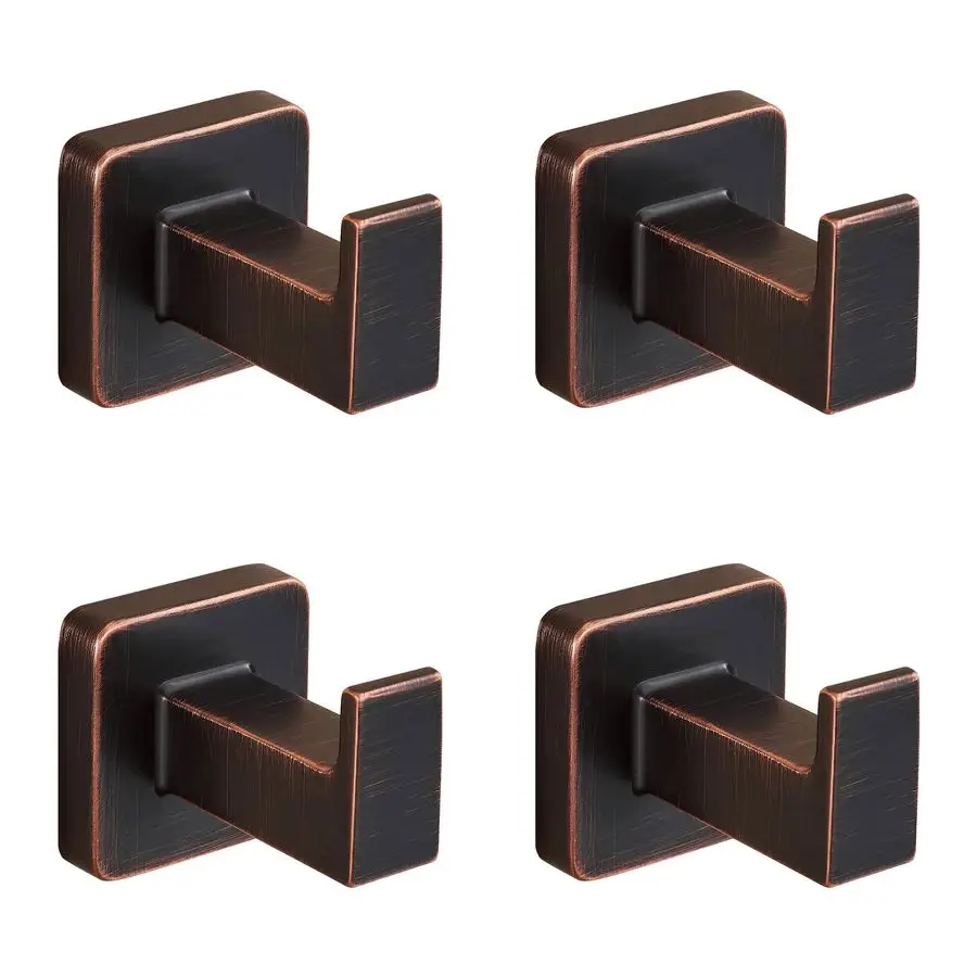

Bronze Towel Hooks, Bathroom Robe Hook Wall Mounted, Oil Rubbed Bronze Square Wall Hat Coat Hooks 4 Pieces