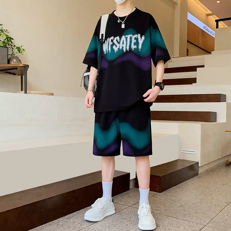 Conjunto Deportivo de Camiseta de Manga Corta y Pantalones Cortos para Niños, Verano, Moda, Fibra de Poliéster, para Niños Grandes y Estudiantes de Secundaria