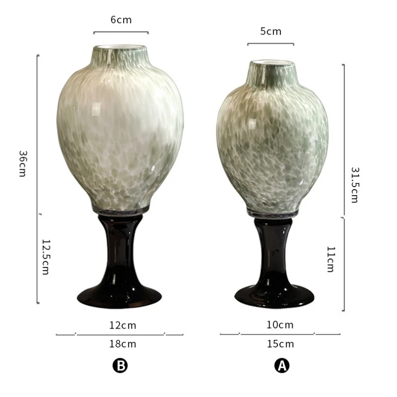 منتصف العمر عالية القدم شكل فني الخزف الأبيض مزهرية زجاجية ملونة تشكيلة زهور نمط الوسابي B & B غرفة المعيشة #5