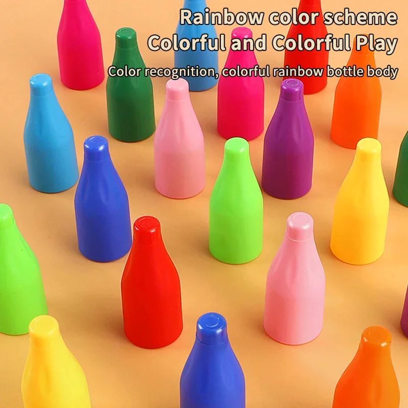 Children's Fun Beverages Color Match Toys 10/20bottles + Base,Early Childhood Guessing Memory Training Interactive Puzzle