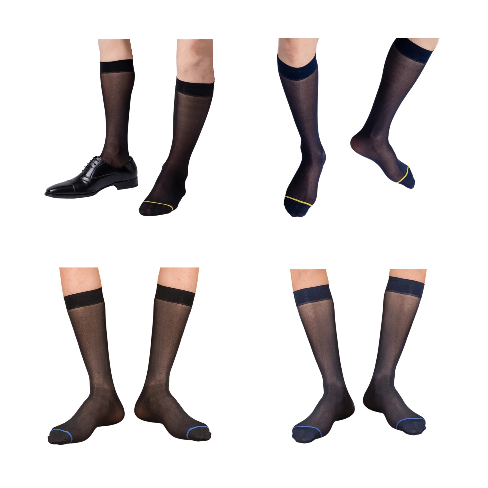 

Мужской деловой комплект: кожаные туфли и носки (по 1 паре каждого цвета: черный/темно-синий с золотым кольцом + синий/темно-синий с синим кольцом)