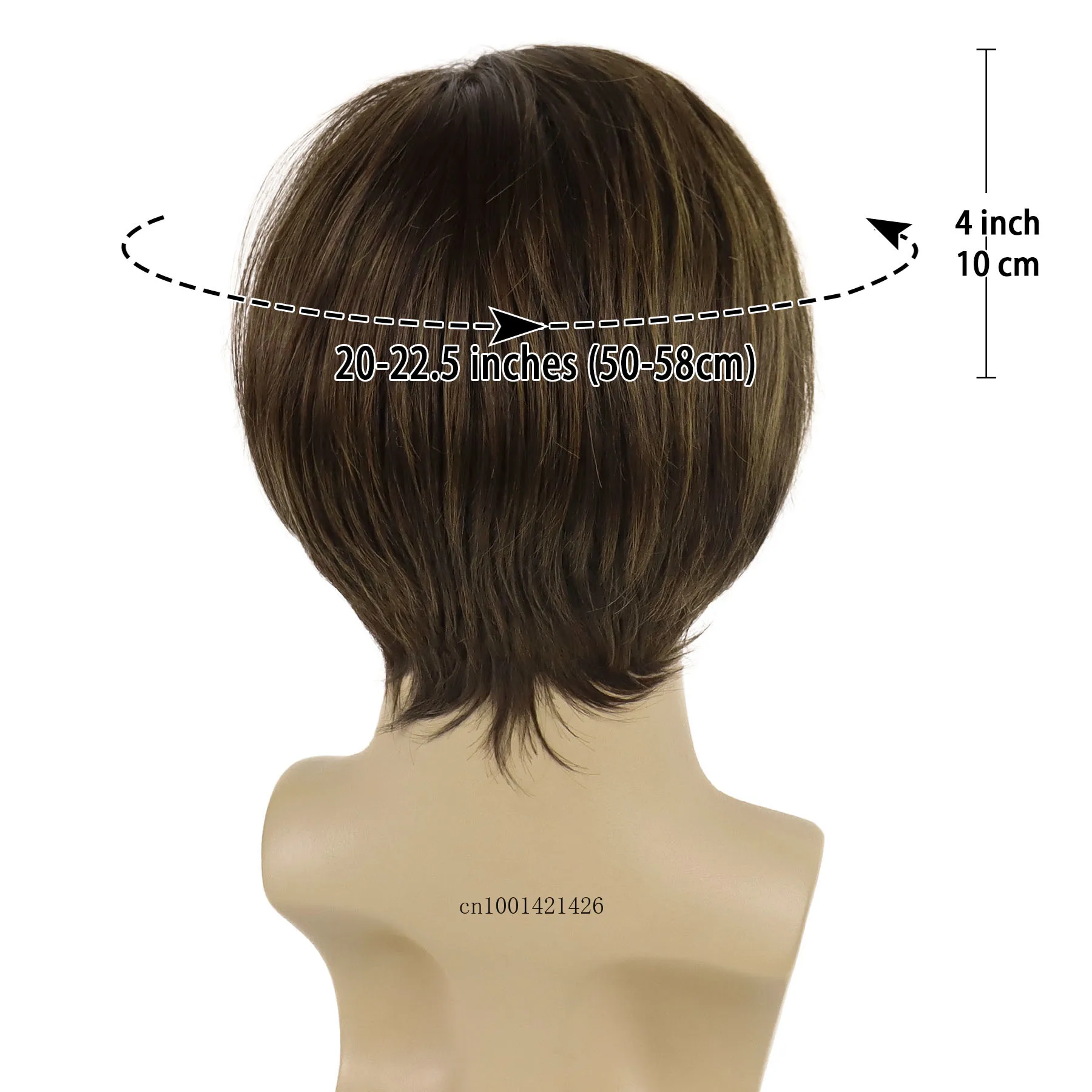 Synthetic Short Male Wig with Bangs Straight Hair Brown Wigs for Men Guys Asian Thick Short Wigs for Father Older Man Wig Casual