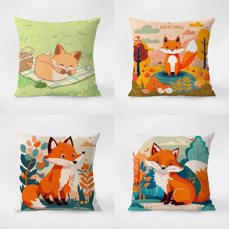 Cartoon Fox Pillowcase Interior Decoration Office Living Room Home Pillowcase