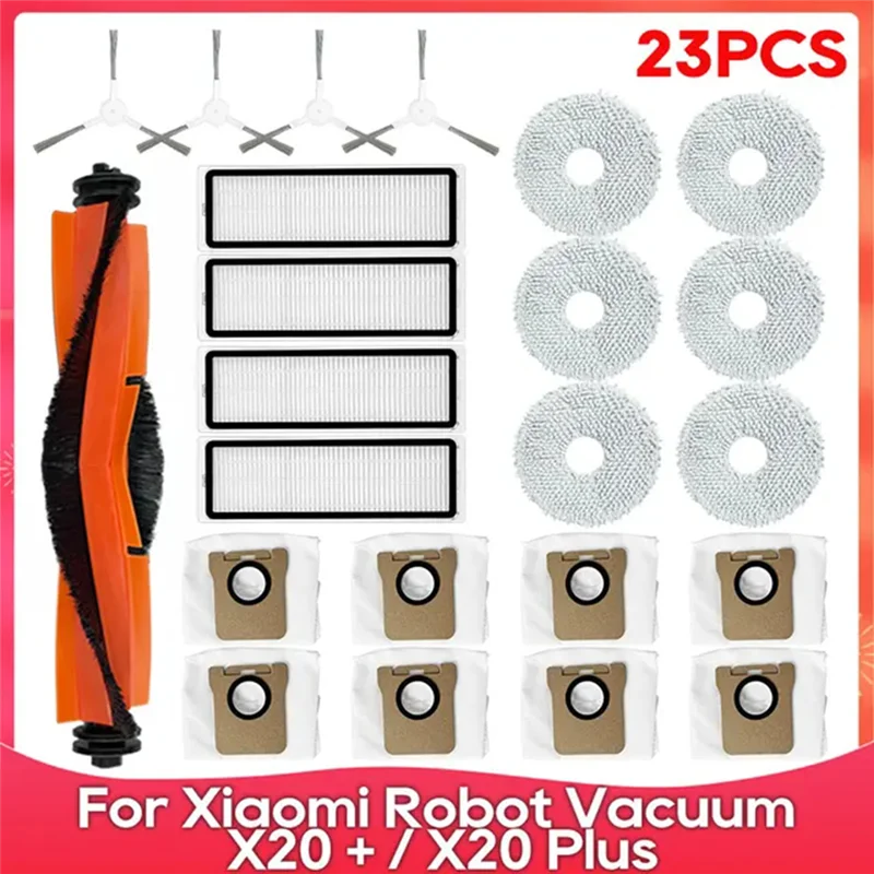 

LITE-For Robot Vacuum X20 + / X20 Plus Vacuum Cleaner Parts Main Side Brush Hepa Filter Mop Cloth Dust Bags