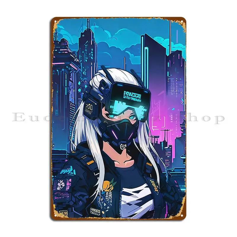 Cool Hacker Girl Metal Plaque Poster Personalized Club Wall Decor Wall Decor Designing Tin Sign Poster