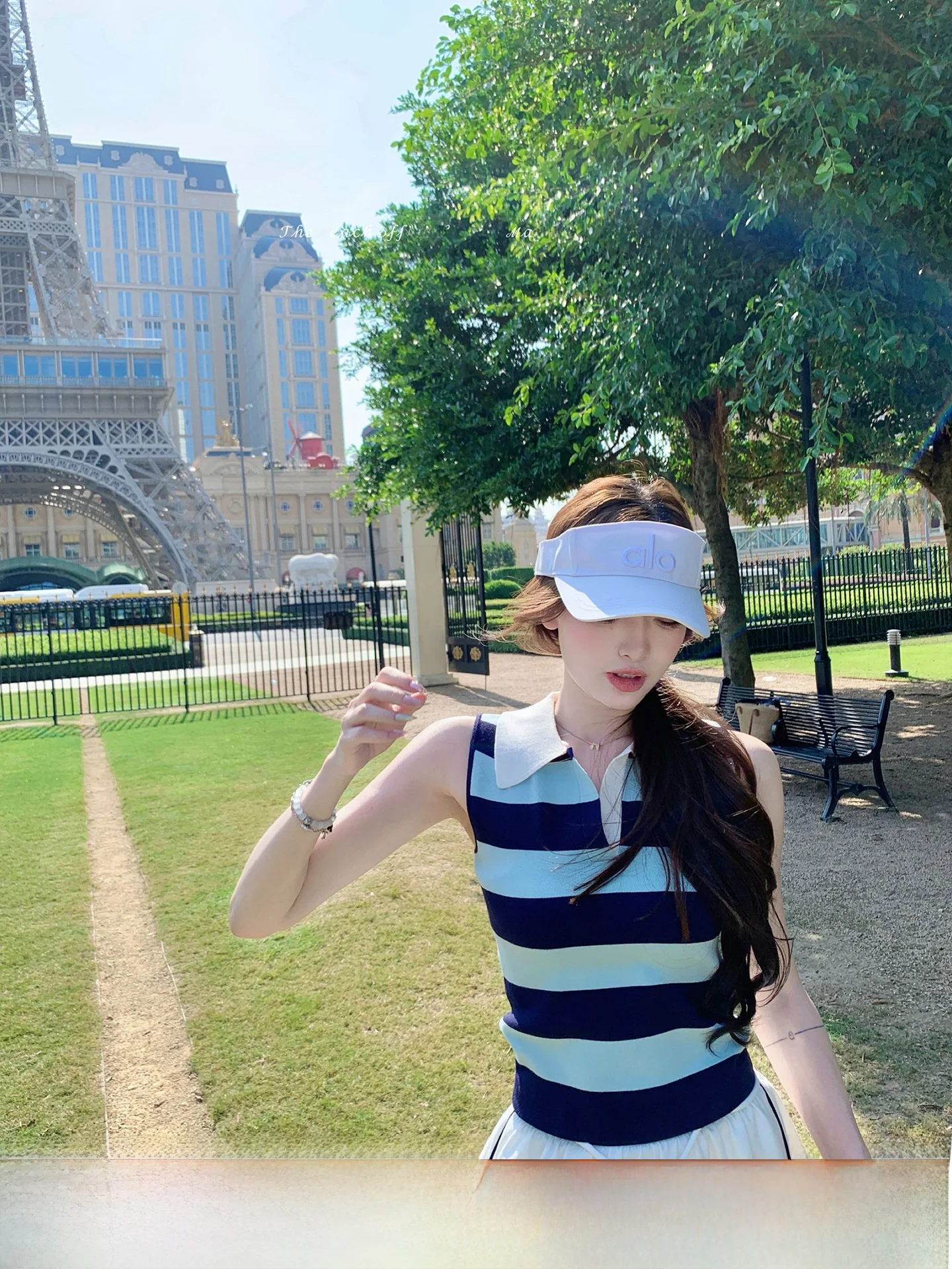 

ThePeachOfficial Loftown Key Board Striped Svel Knitted Vest College Sle Turn-down Collar Casual Summer Top Women